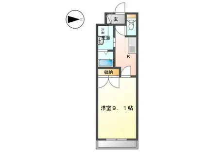 プライムコート(1K/1階)の間取り写真