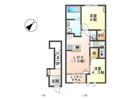 プティ・ボヌールⅡ(2LDK/2階)の間取り写真