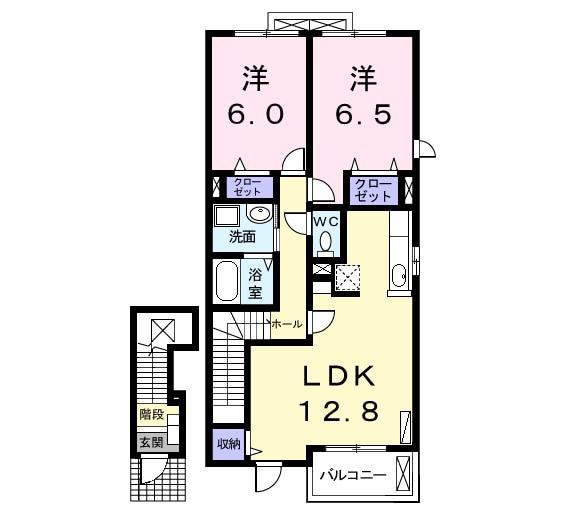 UH六番町Ⅱ(2LDK/2階)の間取り写真