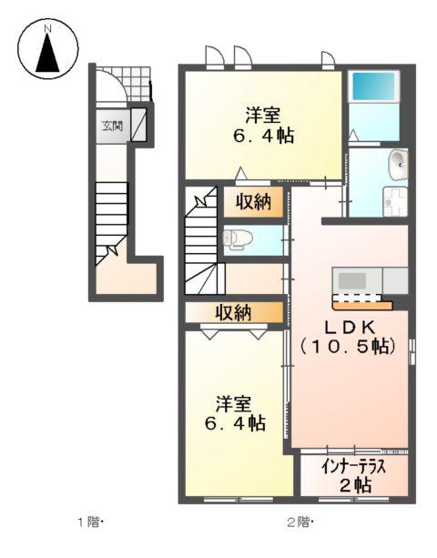 パーチェ(2LDK/2階)の間取り写真