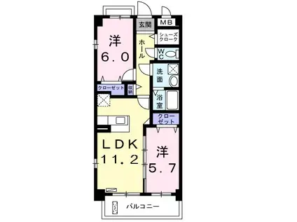 エアリーハウス(2LDK/3階)の間取り写真