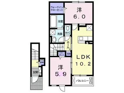 東北本線 栗橋駅 徒歩28分 2階建 築5年(2LDK/2階)の間取り写真