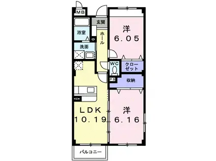 白蔵 4(2LDK/3階)の間取り写真