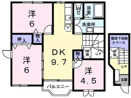 フローリア(3DK/2階)の間取り写真