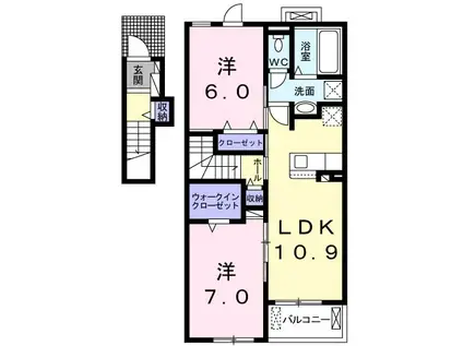 カルム・メゾンⅡ号館(2LDK/2階)の間取り写真