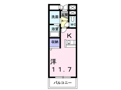 セイクリッド(ワンルーム/2階)の間取り写真