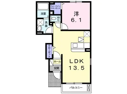 セジール・レーヴⅢB(1LDK/1階)の間取り写真