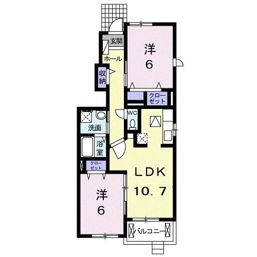 ベルウッド K1 Ⅱ(2LDK/1階)の間取り写真
