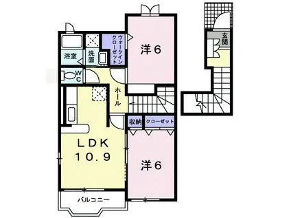 エクレール(2LDK/2階)の間取り写真