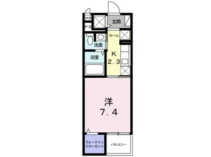 ルミエール Y(1K/3階)の間取り写真