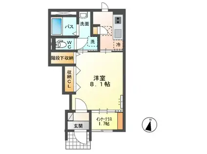 ステラートⅡ(1K/1階)の間取り写真