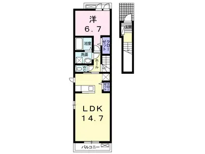 プリムローズ二色1(1LDK/2階)の間取り写真