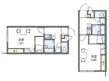 レオパレスフォーチュン(1K/1階)の間取り写真