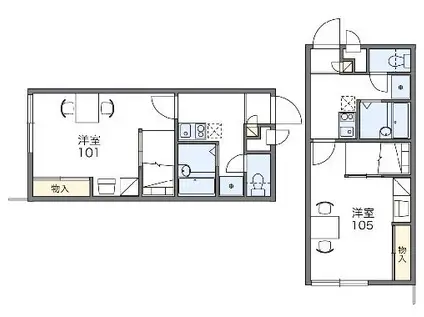 レオパレスK&YOUⅡ(1K/2階)の間取り写真