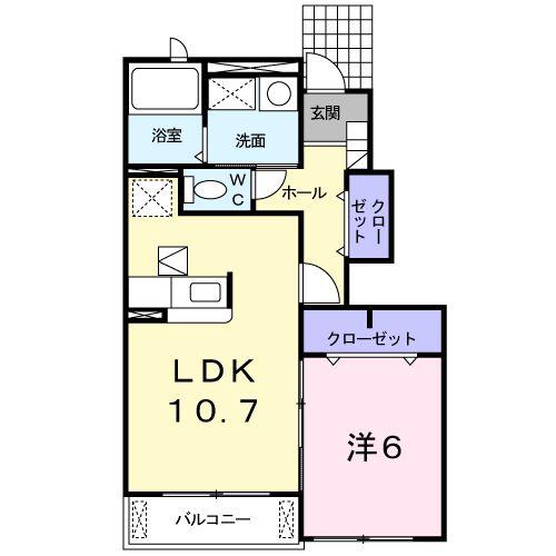 ヌーベルバーグⅡA棟(1LDK/1階)の間取り写真