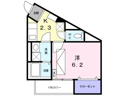 イル デュ ボヌール(1K/1階)の間取り写真