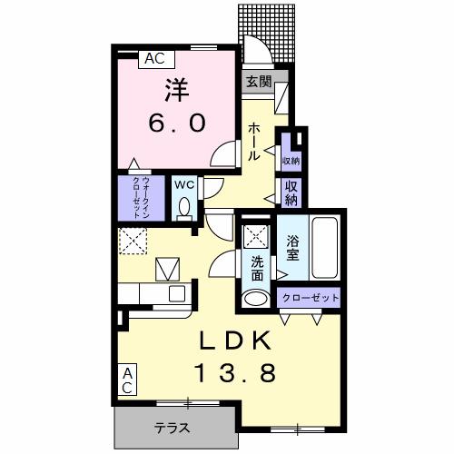 ラ・シエスタ Ⅰ(1LDK/1階)の間取り写真