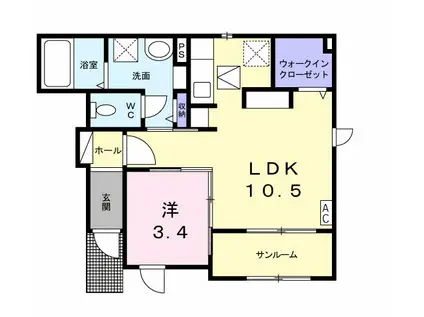 リヴェール・市川(1LDK/1階)の間取り写真
