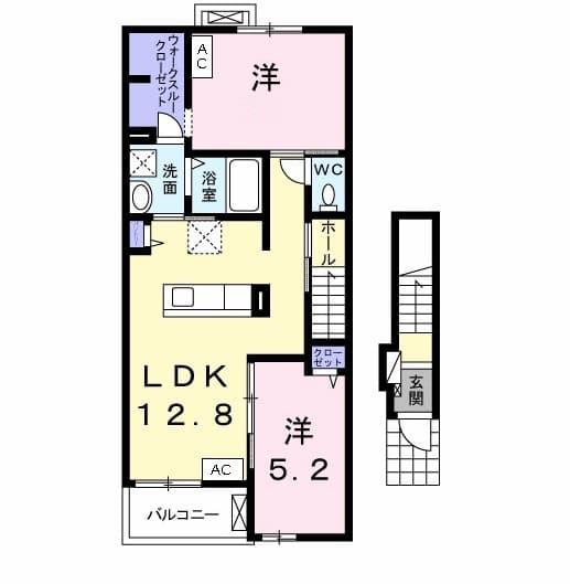ラ カーサ ヴェオレⅠ(2LDK/2階)の間取り写真