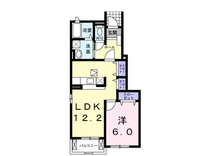 エアリークレメントⅠ(1LDK/1階)の間取り写真
