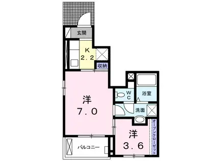 モントシャインⅢ(1SK/1階)の間取り写真