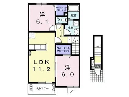 メゾン・プリティ・ギトー(2LDK/2階)の間取り写真
