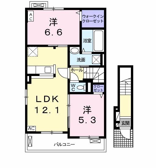 カレント ヒガシウズラB Ⅱ(2LDK/2階)の間取り写真