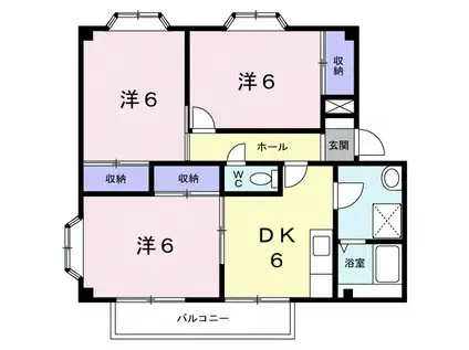 ブルメリアⅠ(3DK/2階)の間取り写真