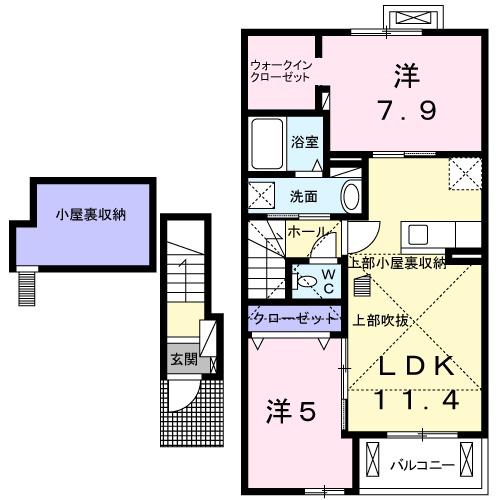ラディアⅢ(2LDK/2階)の間取り写真