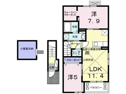 ラディアⅢ(2LDK/2階)の間取り写真