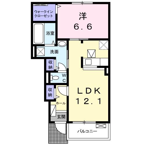 エスポワール大磯Ⅱ(1LDK/1階)の間取り写真
