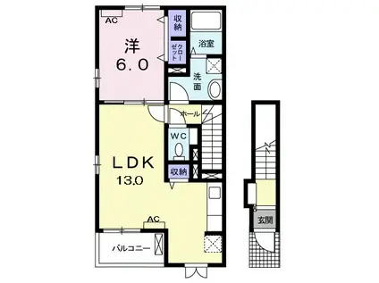 ウイング フィルⅢ(1LDK/2階)の間取り写真