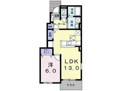 サンライズⅡ(1LDK/1階)の間取り写真