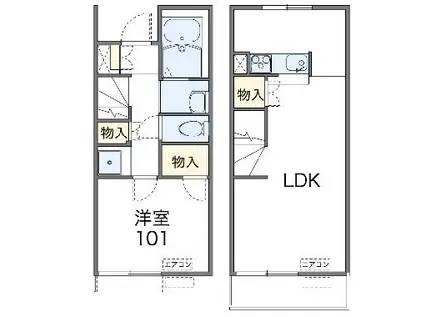 レオネクストFCブラボーB(1LDK/1階)の間取り写真