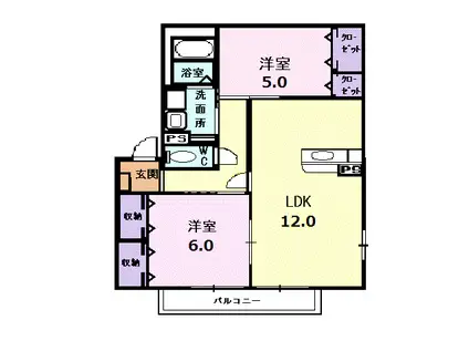 コンテシーナ(2LDK/2階)の間取り写真