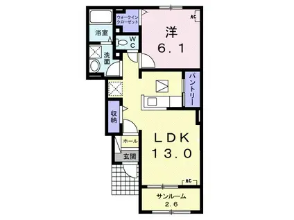 ボヌール・カーサ(1LDK/1階)の間取り写真