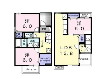 サニーブライト B(3LDK/1階)の間取り写真