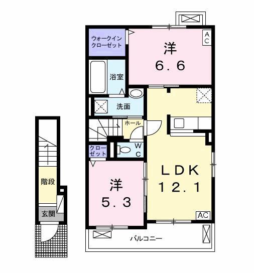 サンビレッジ ハナゾノⅡ(2LDK/2階)の間取り写真