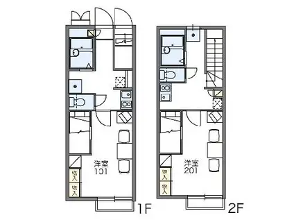 レオパレスピアチェーレ(1K/1階)の間取り写真