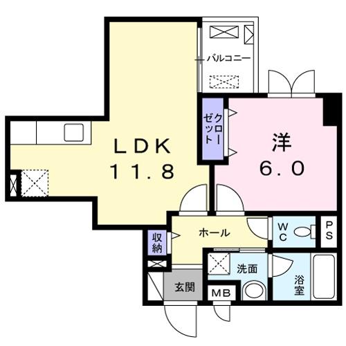 HELIOS BURG(1LDK/2階)の間取り写真