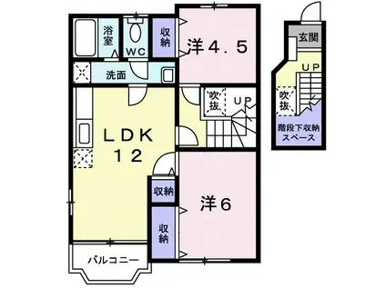 コンフォート各務原C(2LDK/2階)の間取り写真