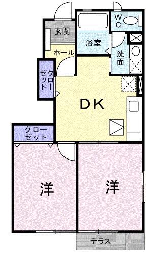 グリーン・スクエアC(2DK/1階)の間取り写真
