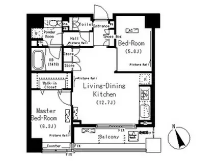パークキューブ代々木富ヶ谷(2LDK/4階)の間取り写真