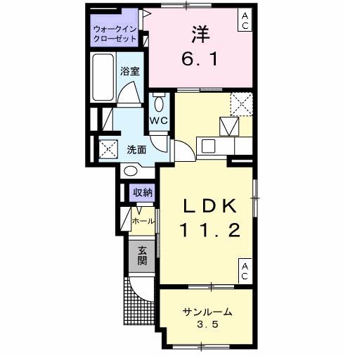 アール・グランディⅠ(1LDK/1階)の間取り写真