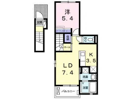 ローハプレイスⅢ(1LDK/2階)の間取り写真