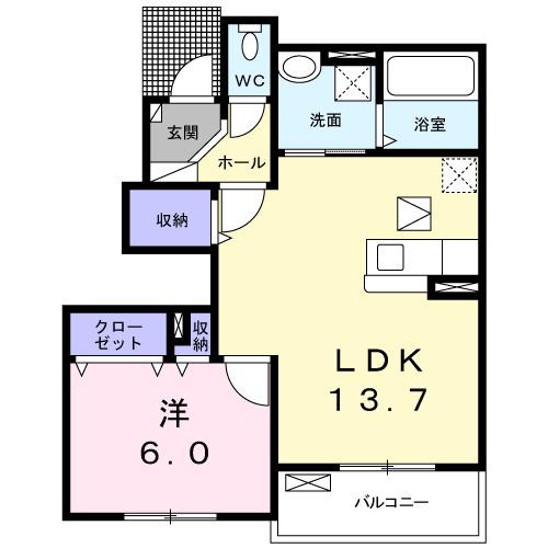 クラールⅡ(1LDK/1階)の間取り写真