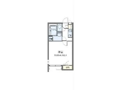 クレイノFUJIMIⅠ(1K/2階)の間取り写真