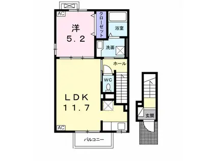 スマイルコートⅠ(1LDK/2階)の間取り写真