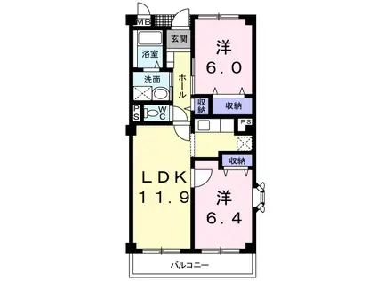 ゴールドレジデンスⅡ(2LDK/3階)の間取り写真