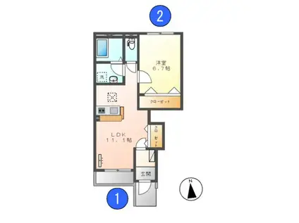 ラ・フィーグ(1LDK/1階)の間取り写真
